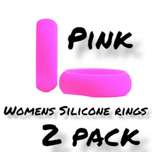 Womens Pink Silicone Rings Size 8